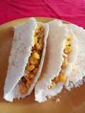 Tapioca relleno de choclo salteados, comida saludable