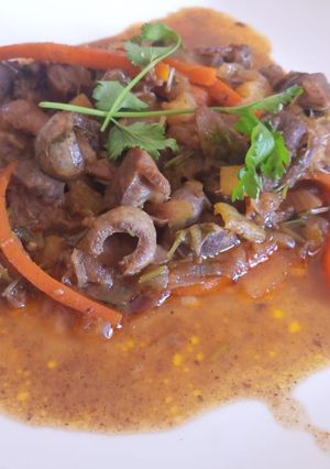 A picture of Sweet and Sour gizzards.