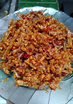 Foto resep Orek tempe nasi kuning