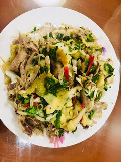 A picture of Shredded Chicken with Onion Salad.