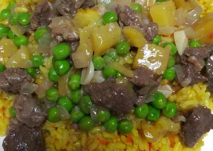 Curried Rice with Beef Tips and Pineapple