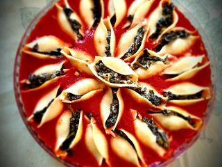Conchiglioni farcis épinards/chèvre