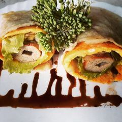 A picture of Dosa Mutton Seekh Kabab Wrap.