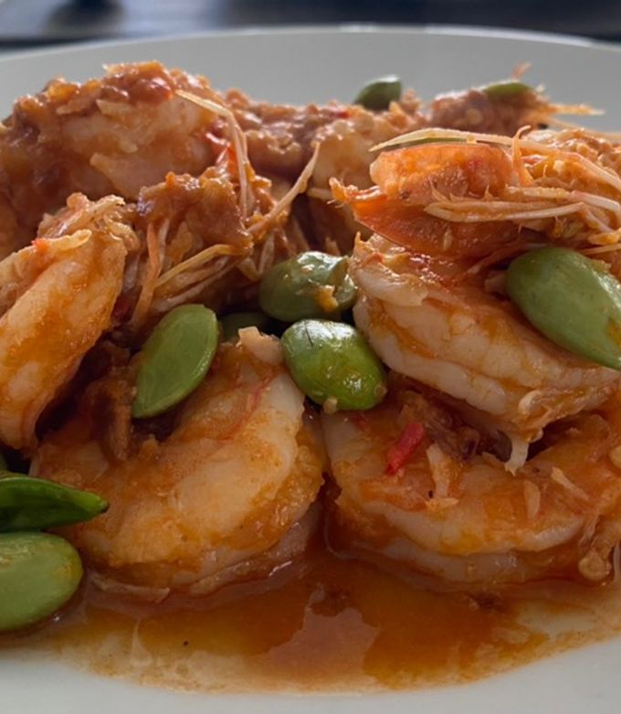 A picture of Stir-fried Stink Bean and Prawn.