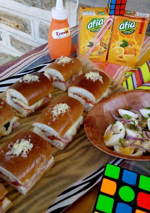 A picture of PizzaHamSliders with Boiled Egg Salad#TheBigFive#KidsMenu#Main.
