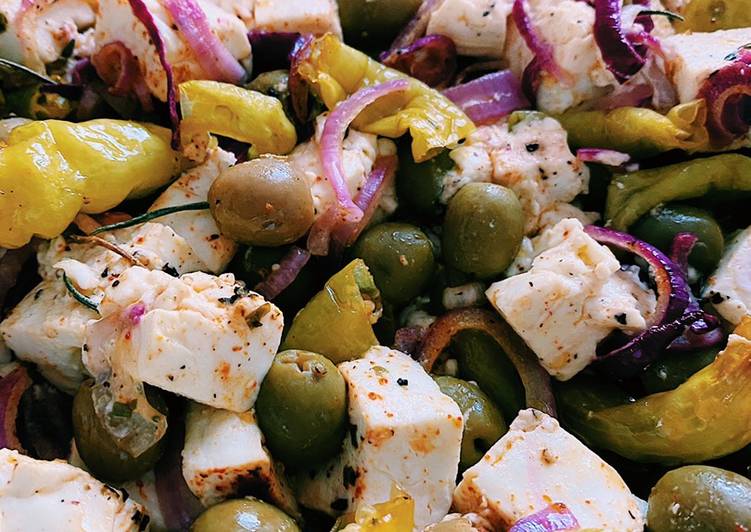 Baked feta cheese with olives 🤤