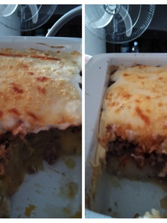 Una foto de Pastel de carne de boniato y papas