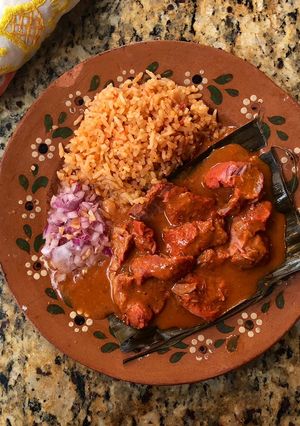 Una foto de Cochinita Pibil en estufa