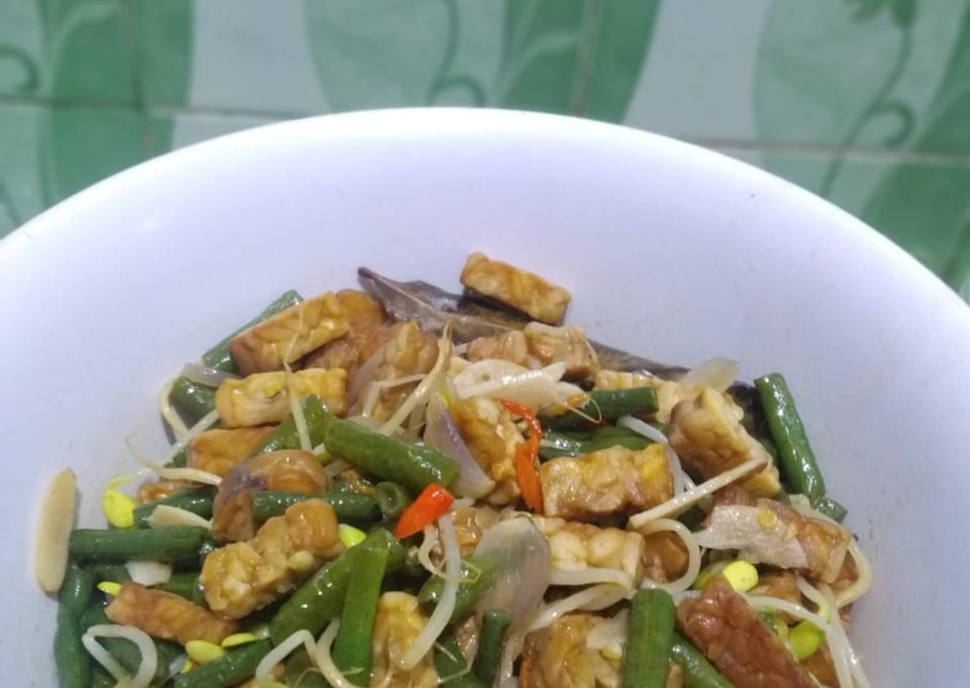 Tumis Kacang Panjang Tempe Kecambah