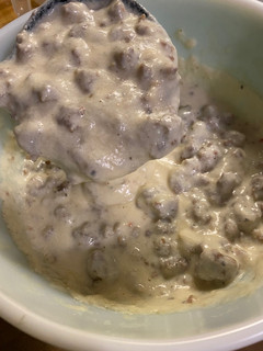 A picture of Mike’s Savory Sausage Gravy.