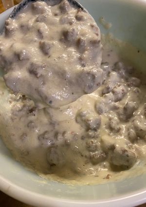 A picture of Mike’s Savory Sausage Gravy.