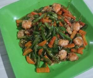 Resep mudah Tumis Udang buncis wortel Nikmat Lezat