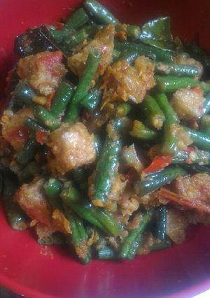 Foto resep Tumis kacang panjang tempe pedas
