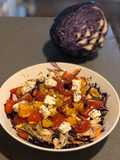 Ensalada de col, naranja y queso
