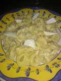 Tortellinis con nata, champiñones y queso fresco de cabra