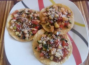 Una foto de Tostadas de ceviche vegetariano