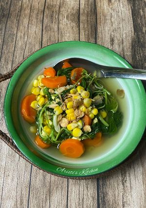 Foto resep Sayur Bening Bayam dengan Jagung Rebus