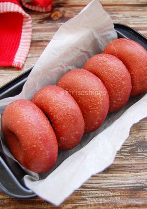Foto resep Donat red velvet (tanpa kentang, satu telur, empuk)