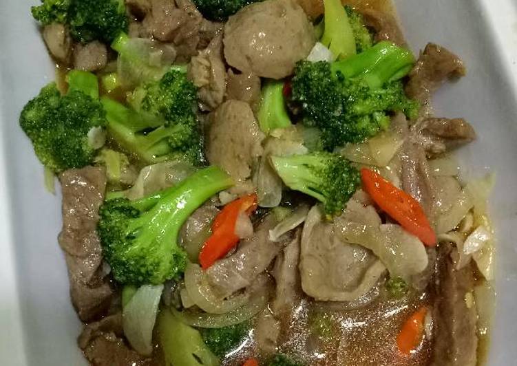Cah daging brokoli baso tiram #belajarmasak