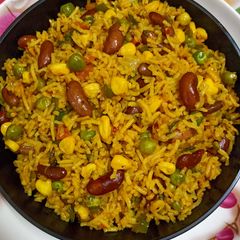 A picture of Mexican Rice indian tadka.