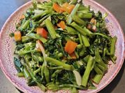 A picture of water spinach with tofu