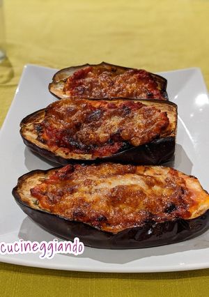 A picture of Eggplant Boats in the Air Fryer.