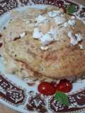 Tortino con creps di latte e farina di mandorle,albumi e feta