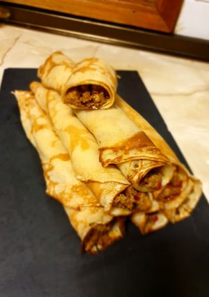 Una foto de Creps rellenos de carne