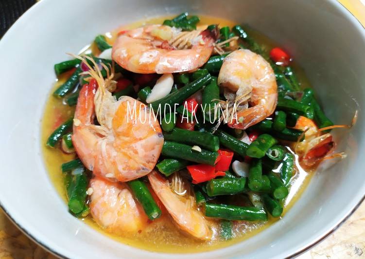 Tumis udang kacang panjang