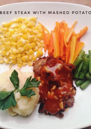 Foto resep Beef steak with mashed potato #KitaBerbagi