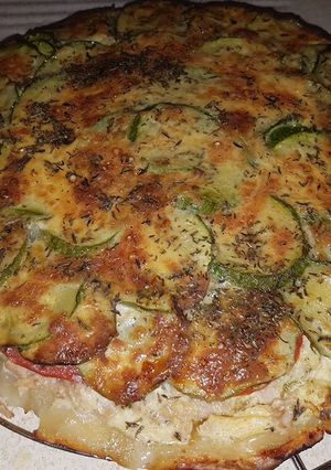 Une photo de Tarte courgettes tomates thon
