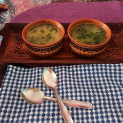 Moong dal Spinach shorba A picture of Moong dal Spinach shorba.