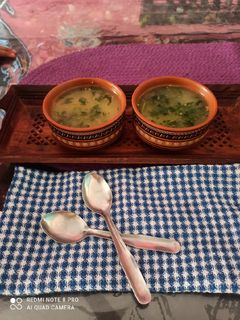 A picture of Moong dal Spinach shorba.