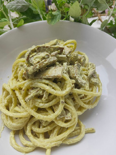 Foto di Spaghetti alla carbonara vegan con tofu