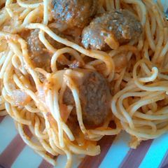 A picture of Pasta meatballs.