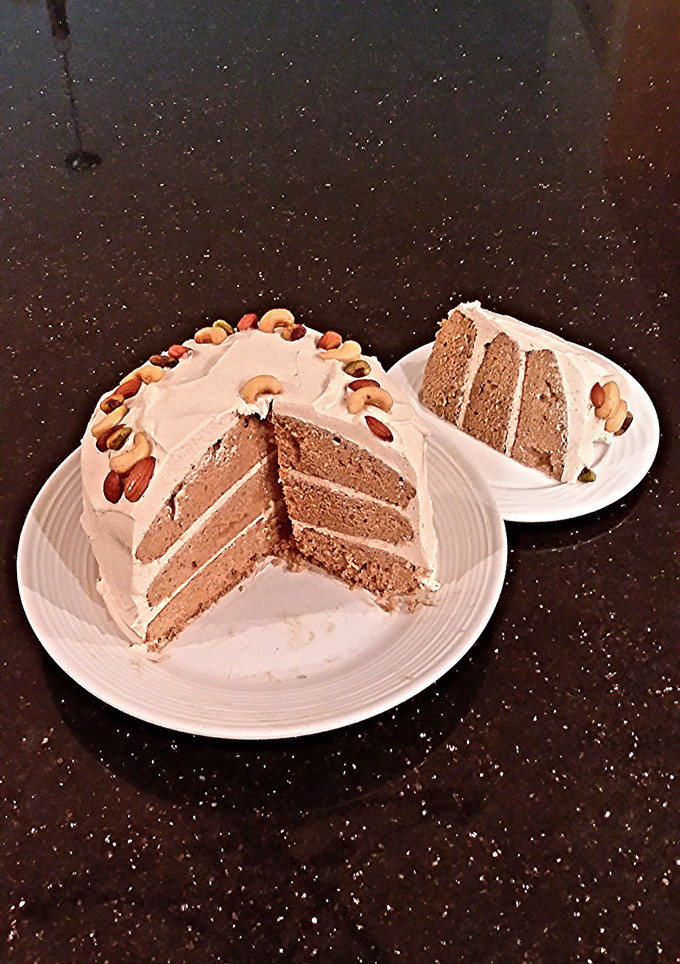 A picture of Spice Layer Cake with Whipped Cream Apple Butter Frosting / Filling.
