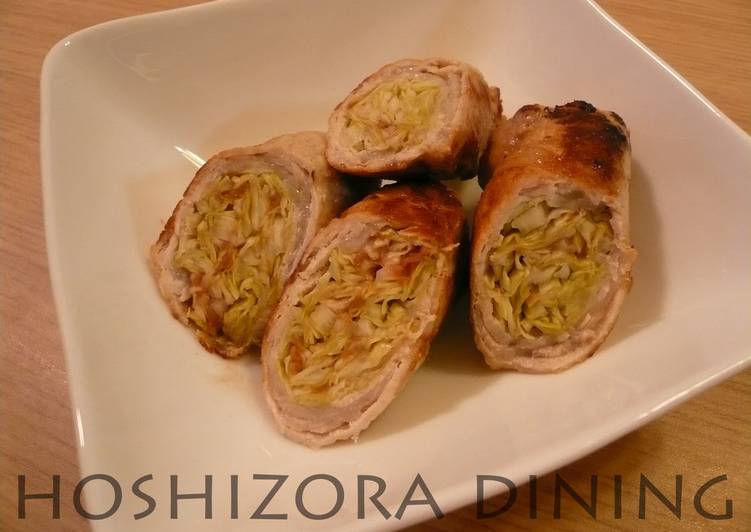 Recipe of Award-winning Pork Wraps with Umeboshi and Cabbage