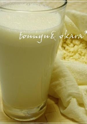 A picture of Homemade Okara and Soy Milk from Soy Beans.