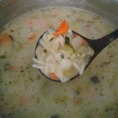 A picture of Voula's Vegetable Avgolemono Soup (Greek Veggie Egg-Lemon Soup).