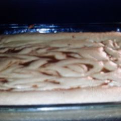A picture of Cinnabon Cake in the Oven.