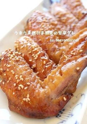 A picture of Delicious Chicken Wings with Sweet and Salty Sauce.