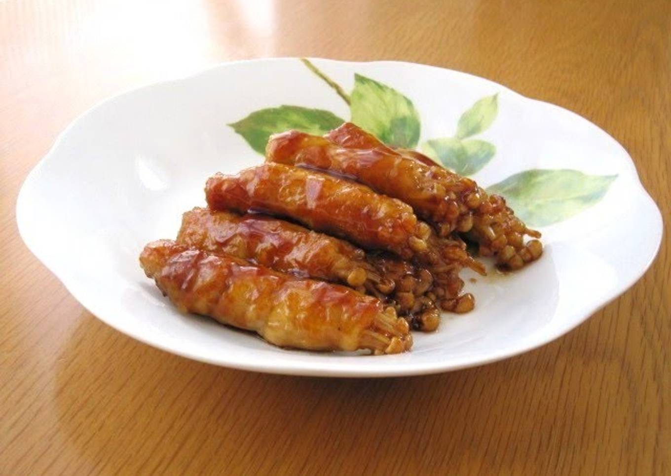Salty and Sweet Teriyaki Pork-Wrapped Enoki Mushrooms