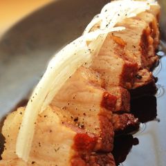 A picture of Pork Belly Simmered in Black Tea.