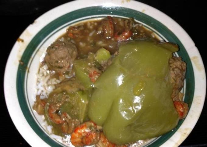 Angie's Crawfish Stew With Stuffed Bell peppers