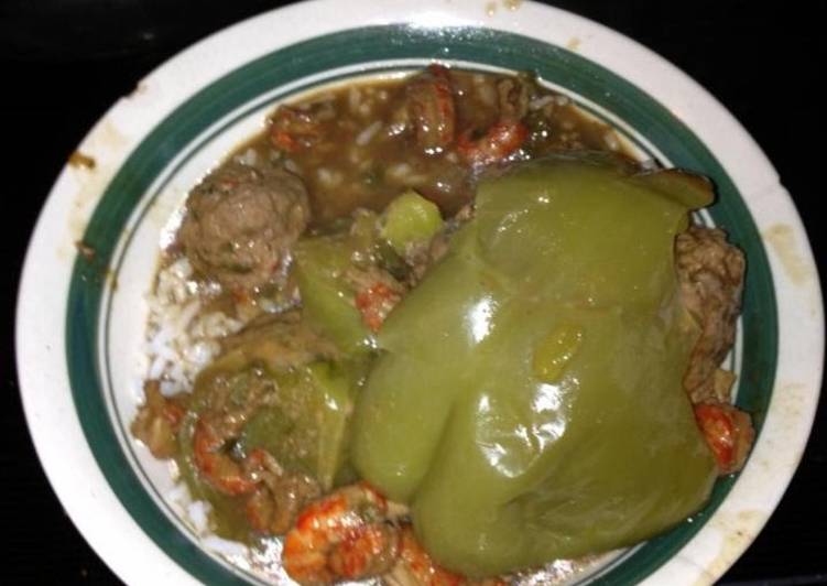 Angie's Crawfish Stew With Stuffed Bell peppers