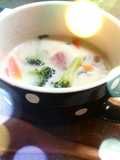 Vegetable Soup made with Soy Milk and Cheese