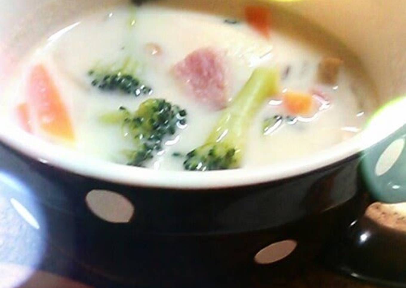 Vegetable Soup made with Soy Milk and Cheese