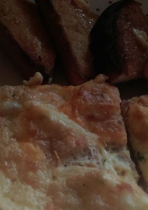 A picture of Mandys ham and cheese fluffy light omelette(souffle style).