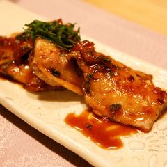 Horse Mackerel Grill with Ume-Shiso Sauce A picture of Horse Mackerel Grill with Ume-Shiso Sauce.