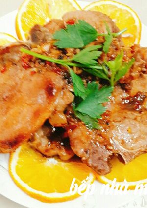 Hình của món Sườn cốc lếch sauce cam tươi.